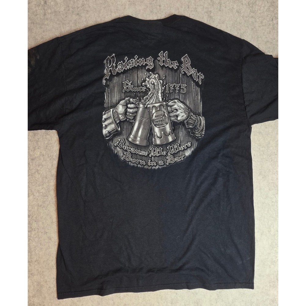 USMC Marine Corps Tun Tavern 1775 Raising the Bar Black T-Shirt Mens L EGA Logo